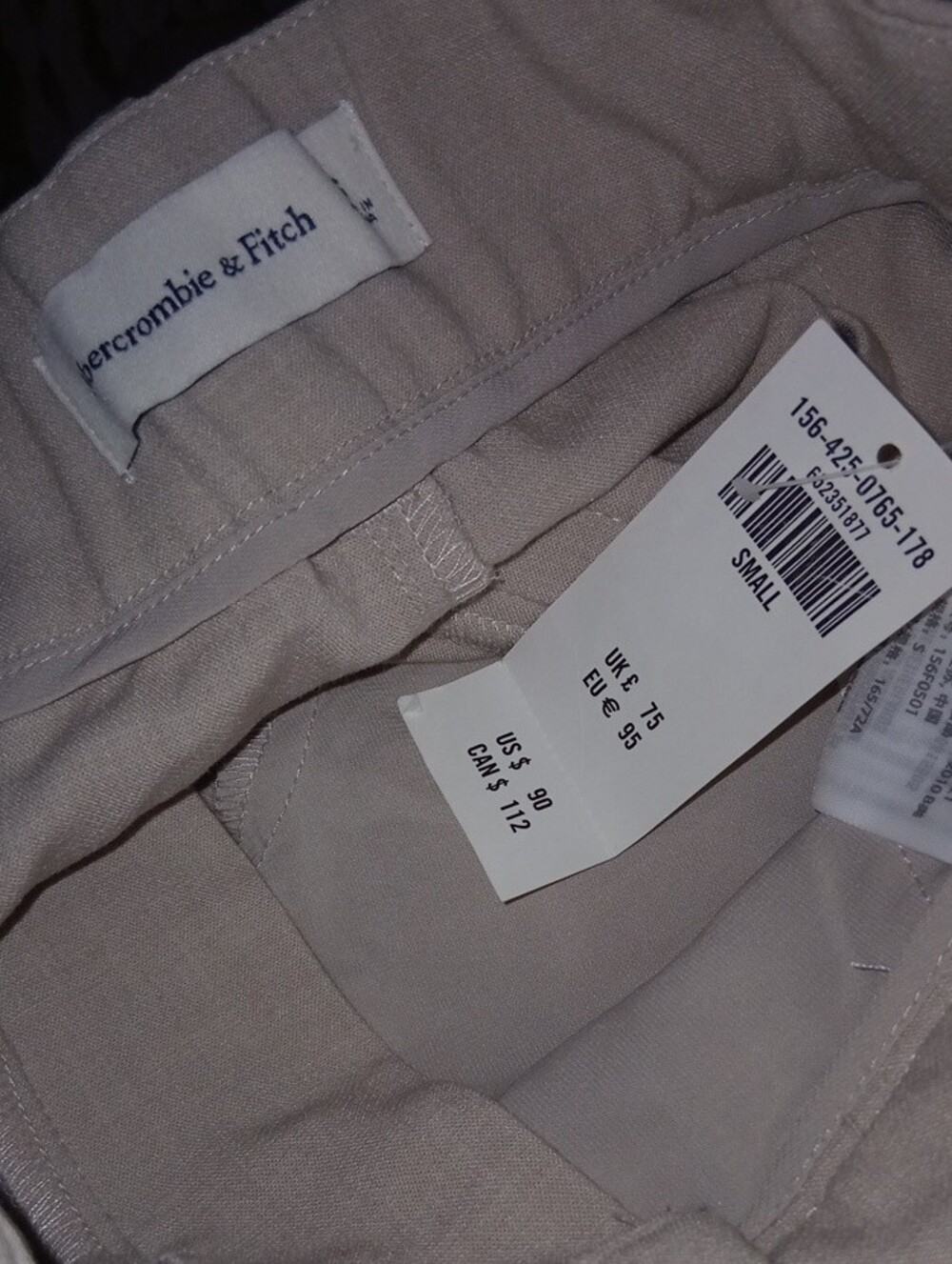 Abercrombie & Fitch Sloane Tailored Wide-Leg Trouser Pants in Light Taupe Size S - Picture 5 of 8